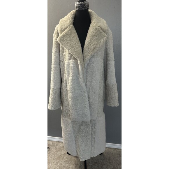 A.L.C. Faux Shearling Ivory Teddy Coat Full Length Over Coat Size Medium EUC - Picture 1 of 11